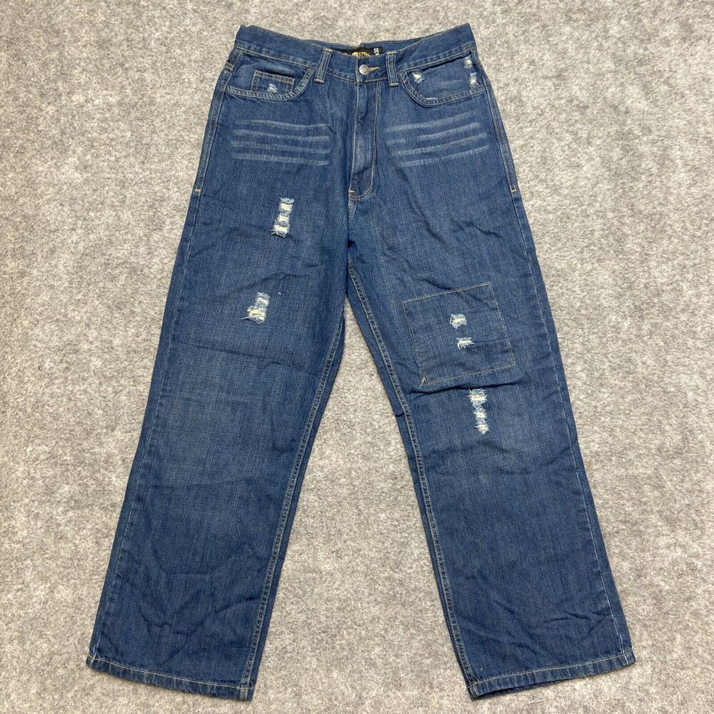 Jordan Craig Relaxed Straight Distressed Jeans Mens Size 34x30 Blue Denim Skater